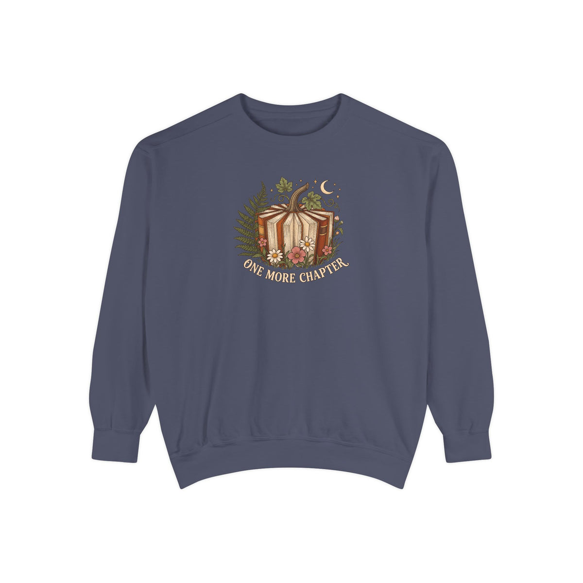 Book Lover Crewneck Sweatshirt | One More Chapter Autumn Reading Art | Comfort Colors Garment Dyed