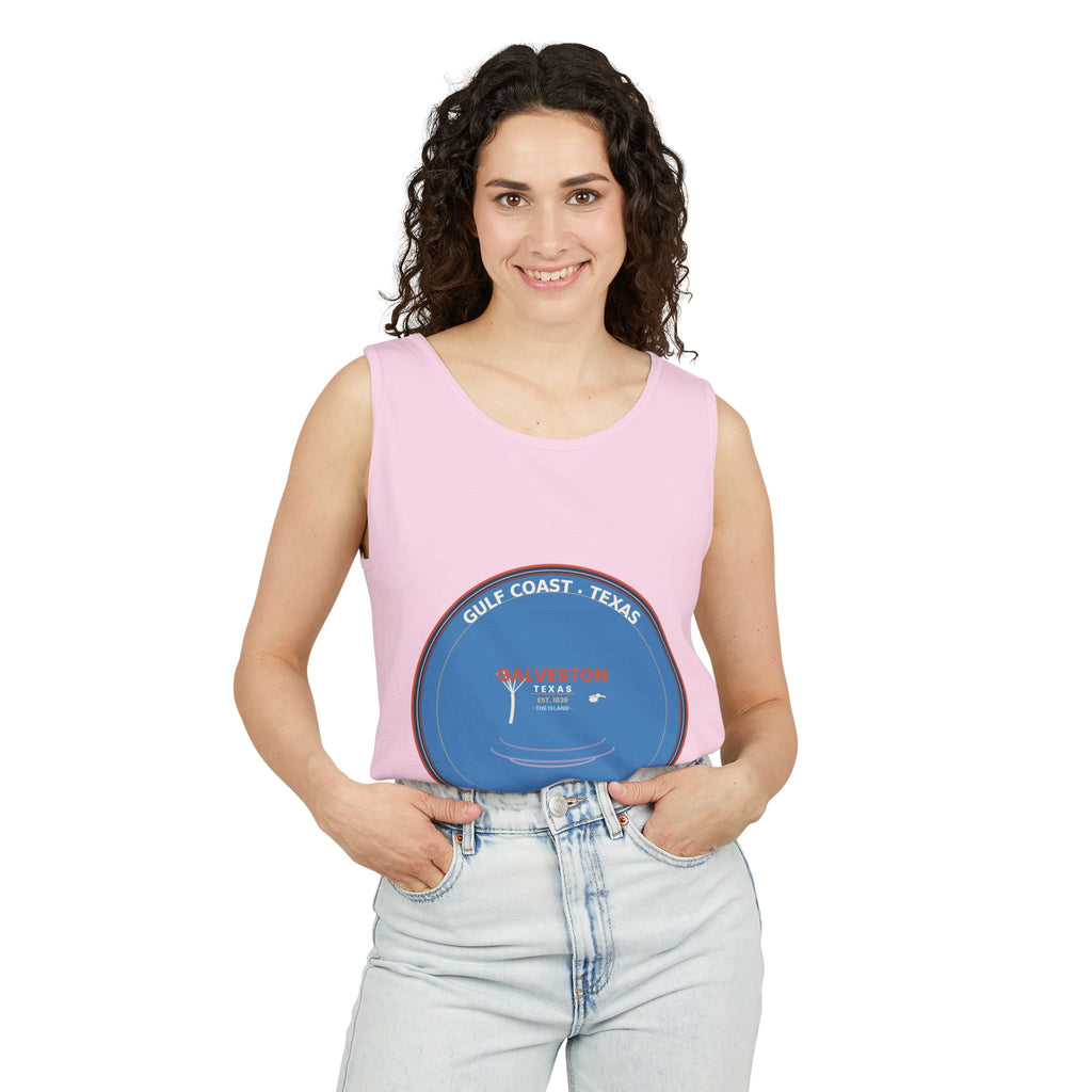 Galveston Texas Tank Top | Vintage Coastal Badge | CC 4200