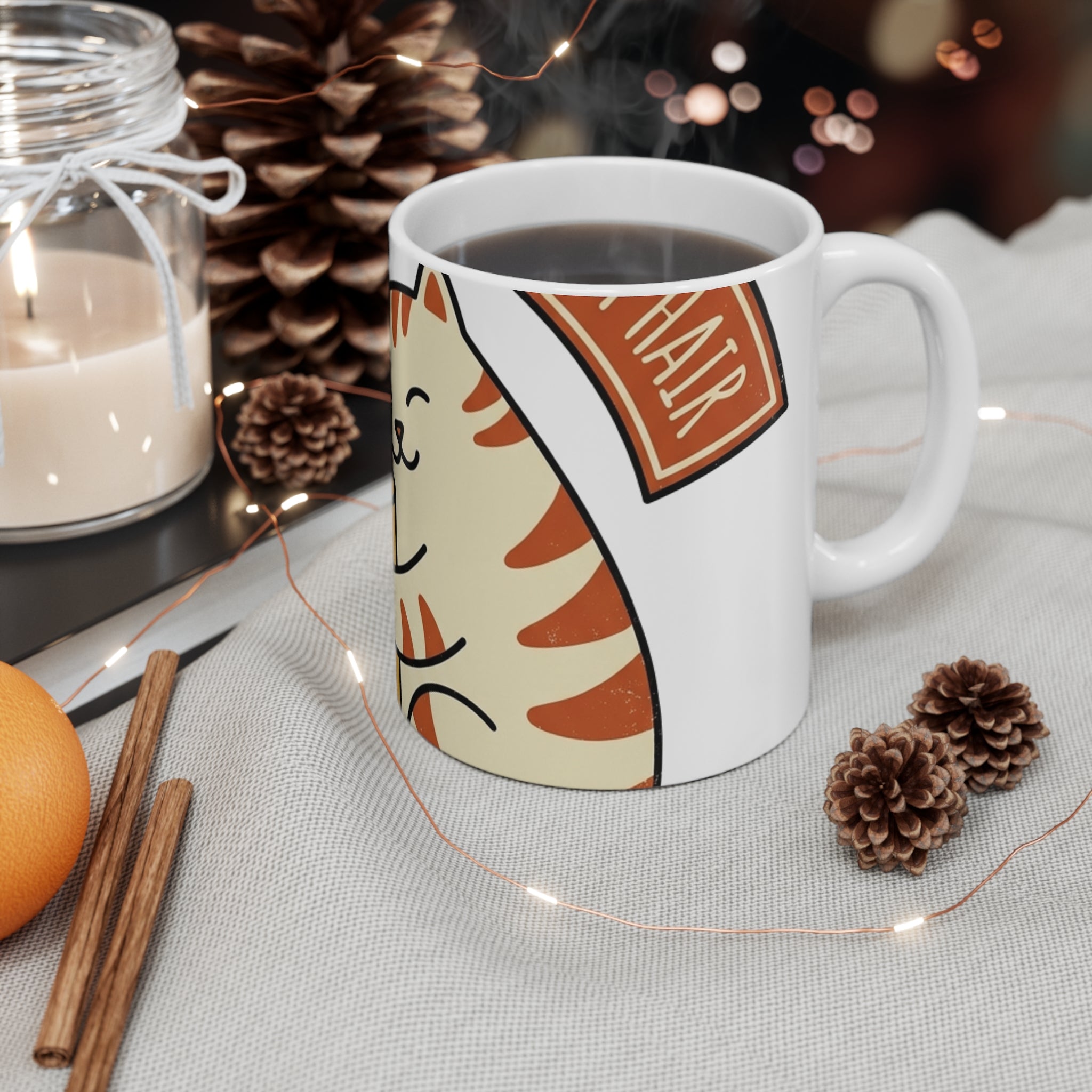 Cat Coffee Mug | Powered by Caffeine | coffee lover cat gift mug 11oz