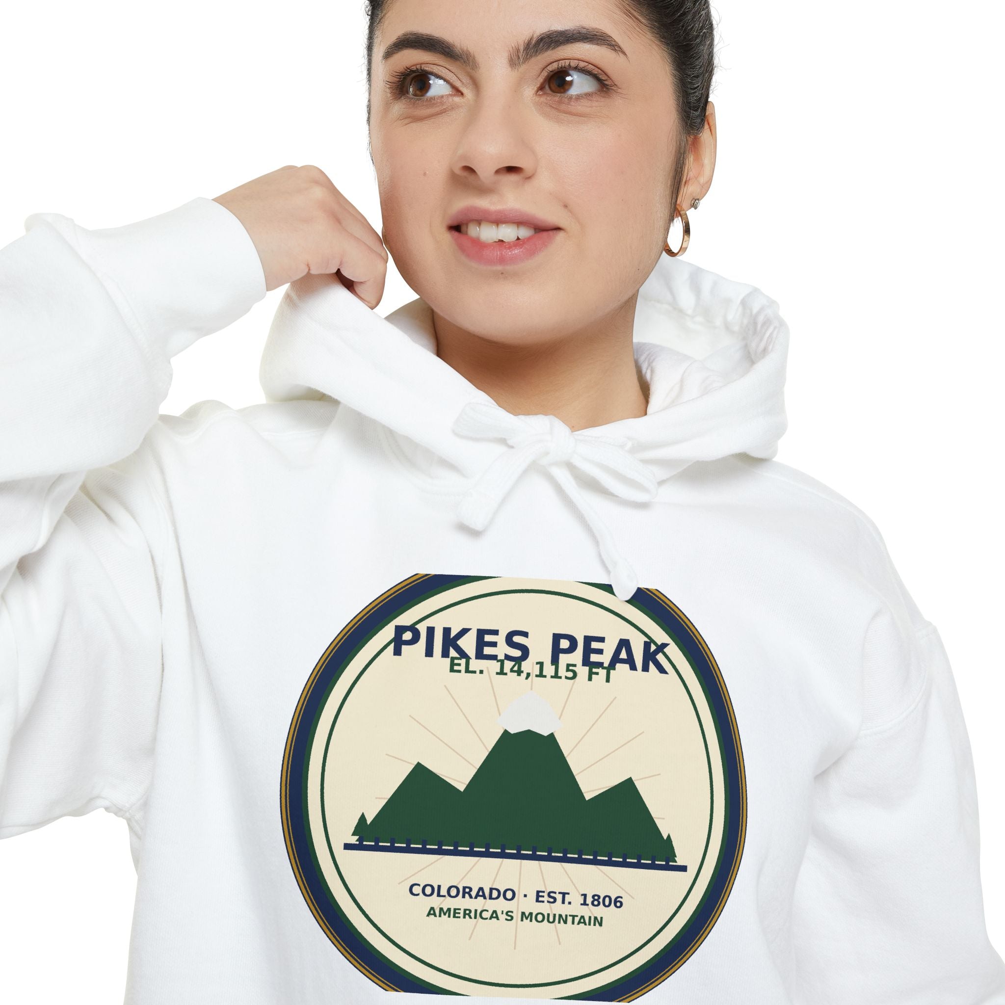 Pikes Peak Mountain Badge Hoodie | Vintage Colorado Sweatshirt
