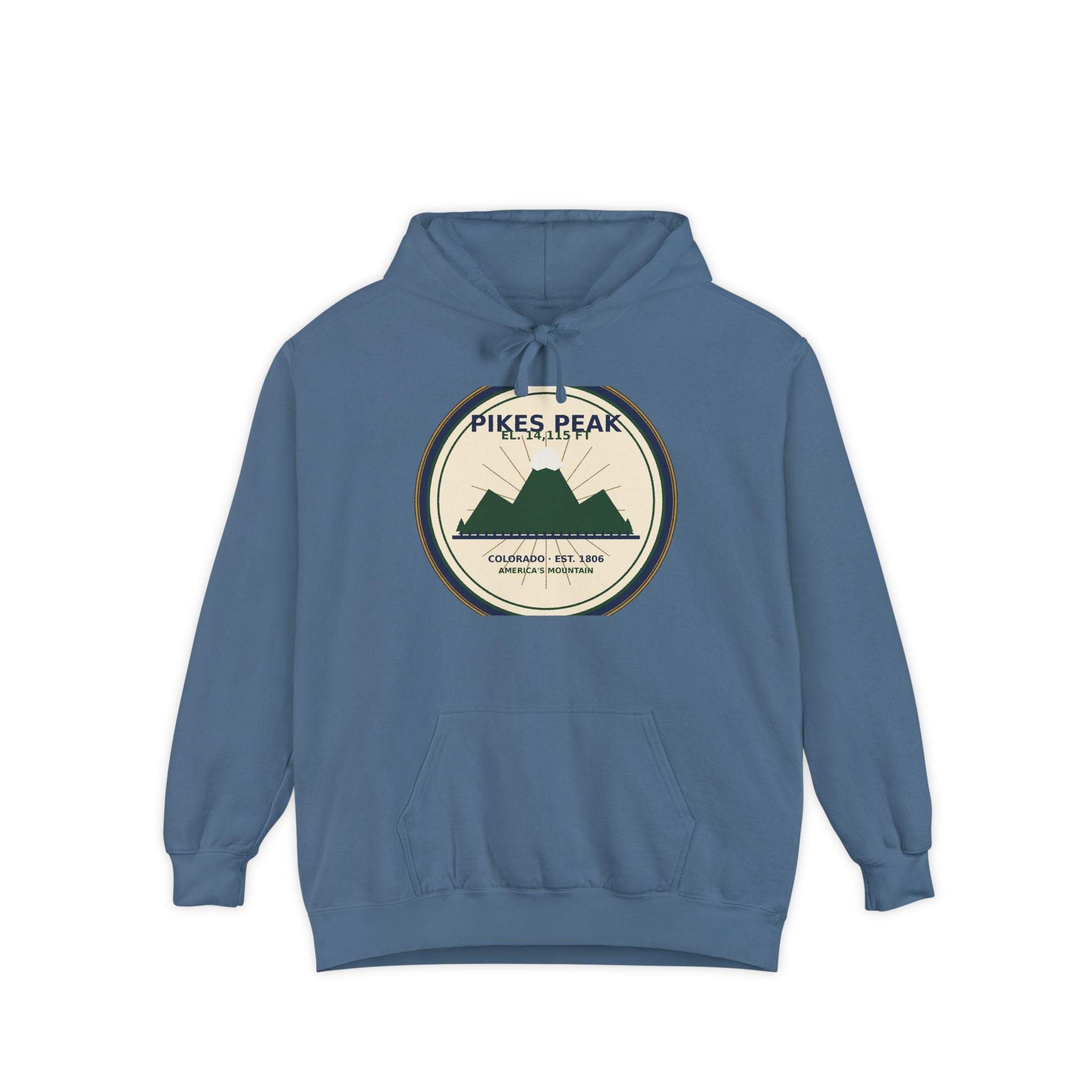 Pikes Peak Mountain Badge Hoodie | Vintage Colorado Sweatshirt