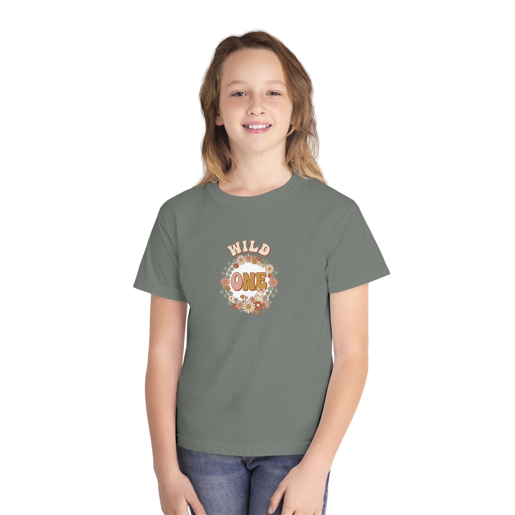 Wild One Birthday Youth Shirt Boho Bunny Comfort Colors