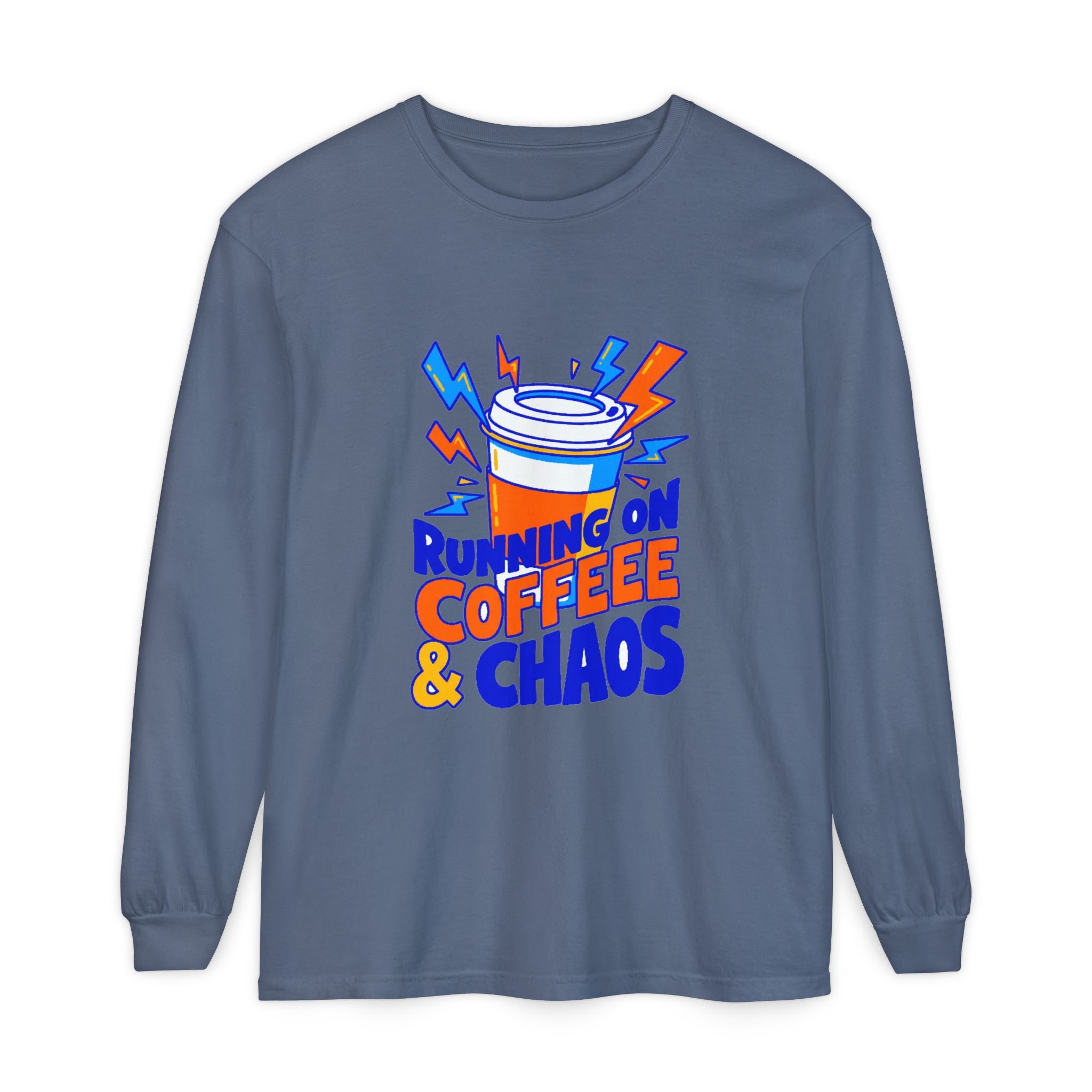 Funny Coffee Long Sleeve | Running on Coffee & Chaos