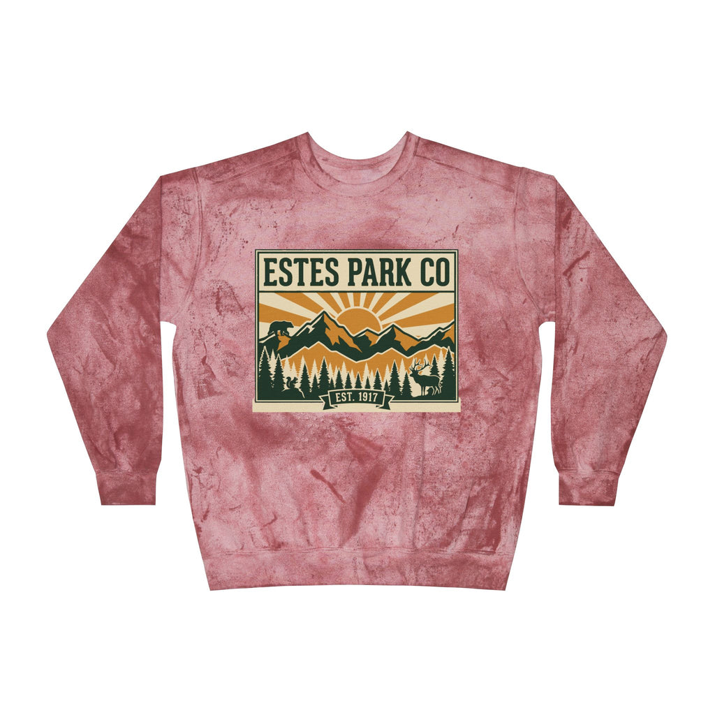 Estes Park CO Hidden Wildlife Crewneck Sweatshirt | Forest Green EST. 1917