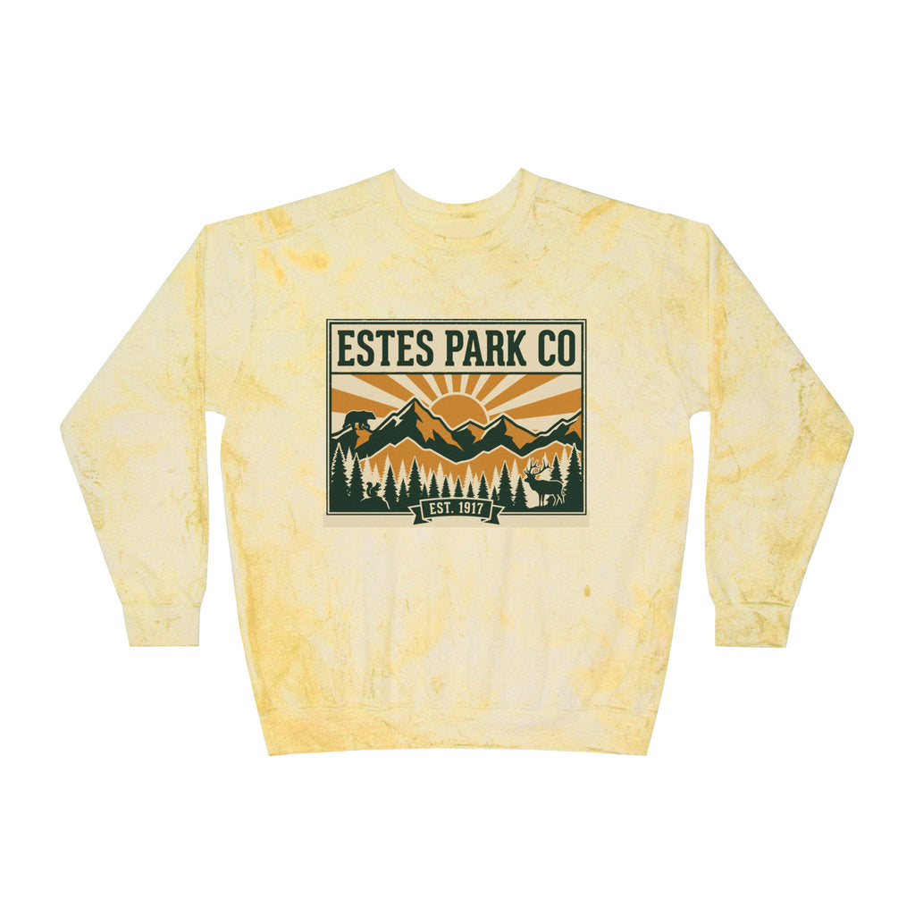 Estes Park CO Hidden Wildlife Crewneck Sweatshirt | Forest Green EST. 1917