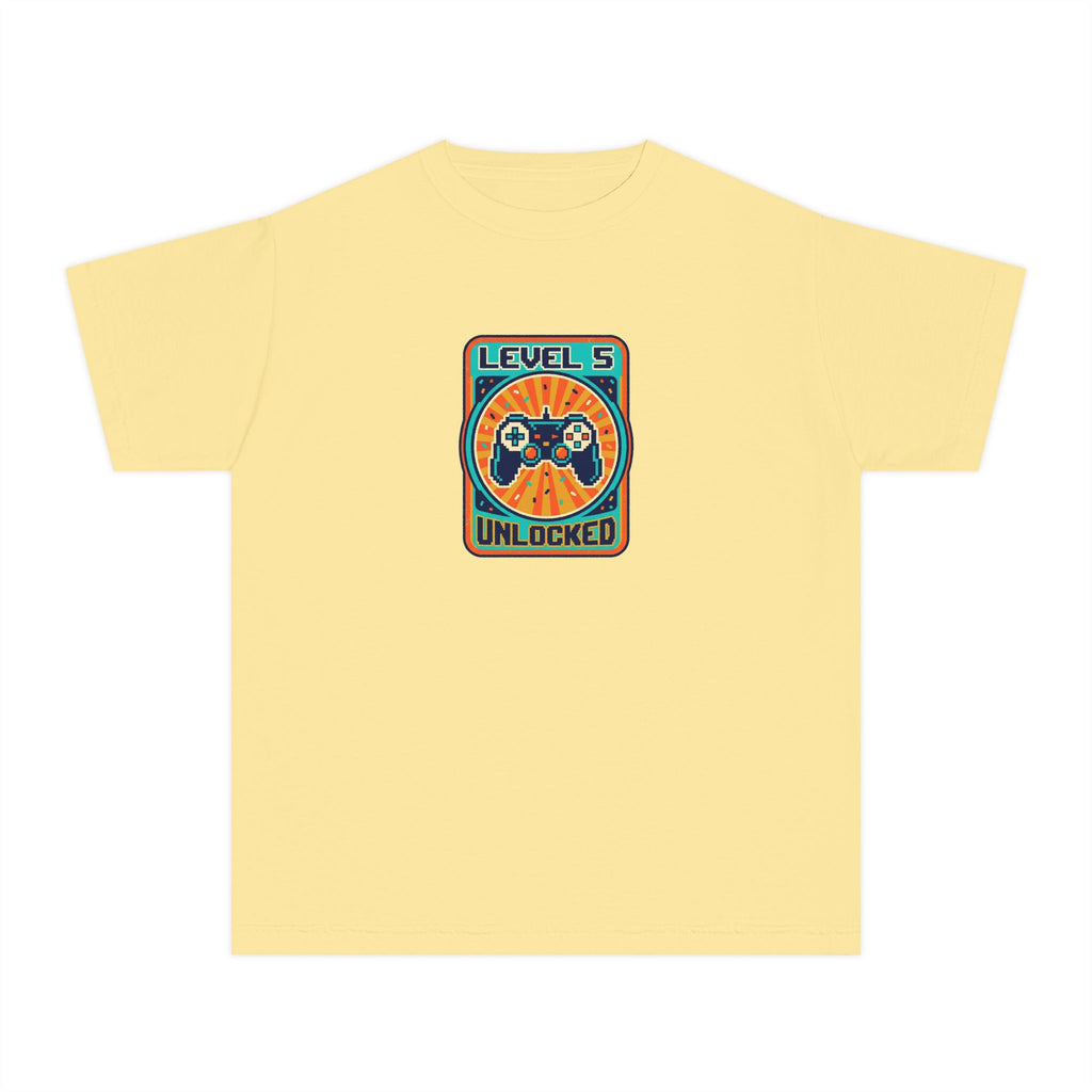 Level 5 Unlocked 5th Birthday Youth Shirt Gamer Tee