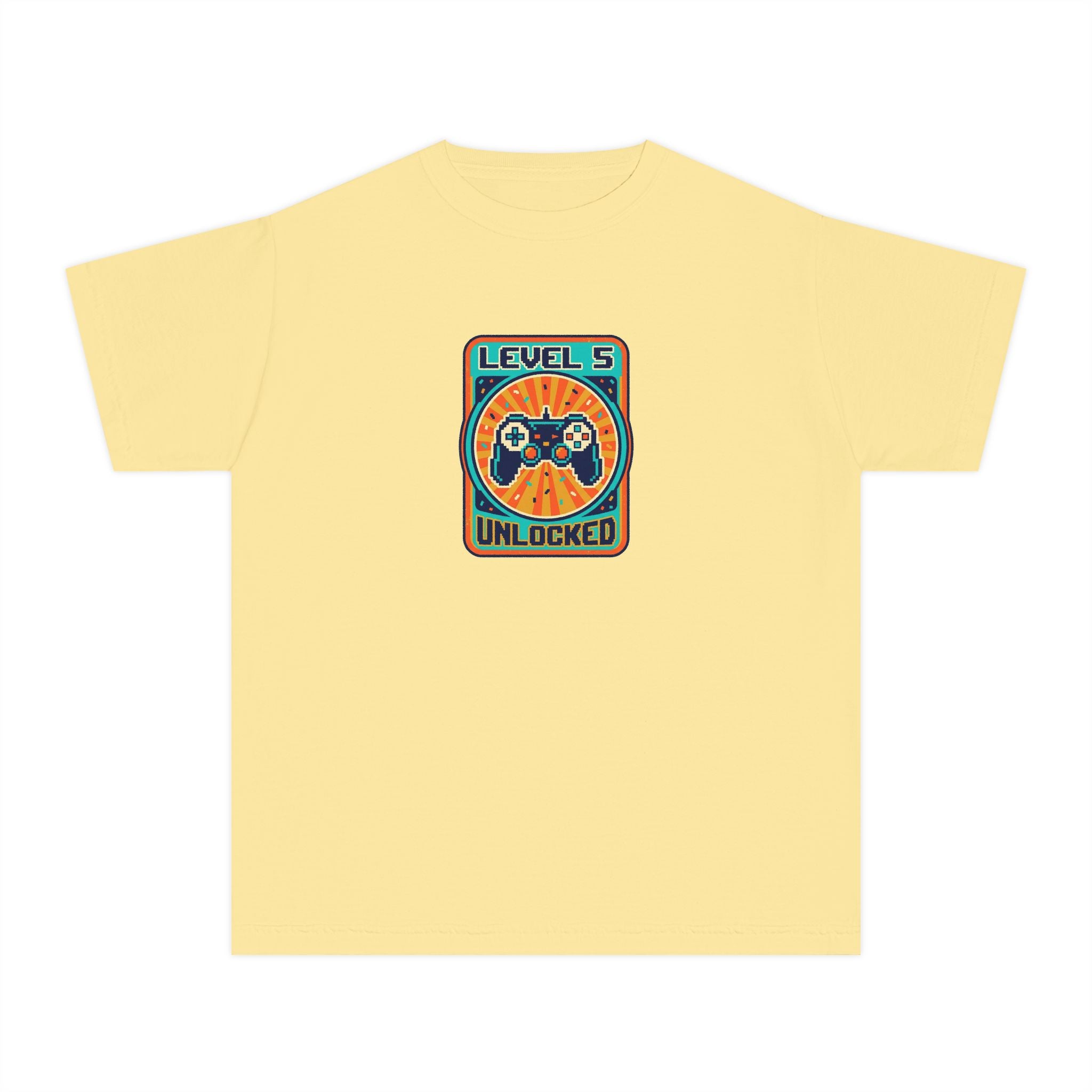 Level 5 Unlocked 5th Birthday Youth Shirt Gamer Tee