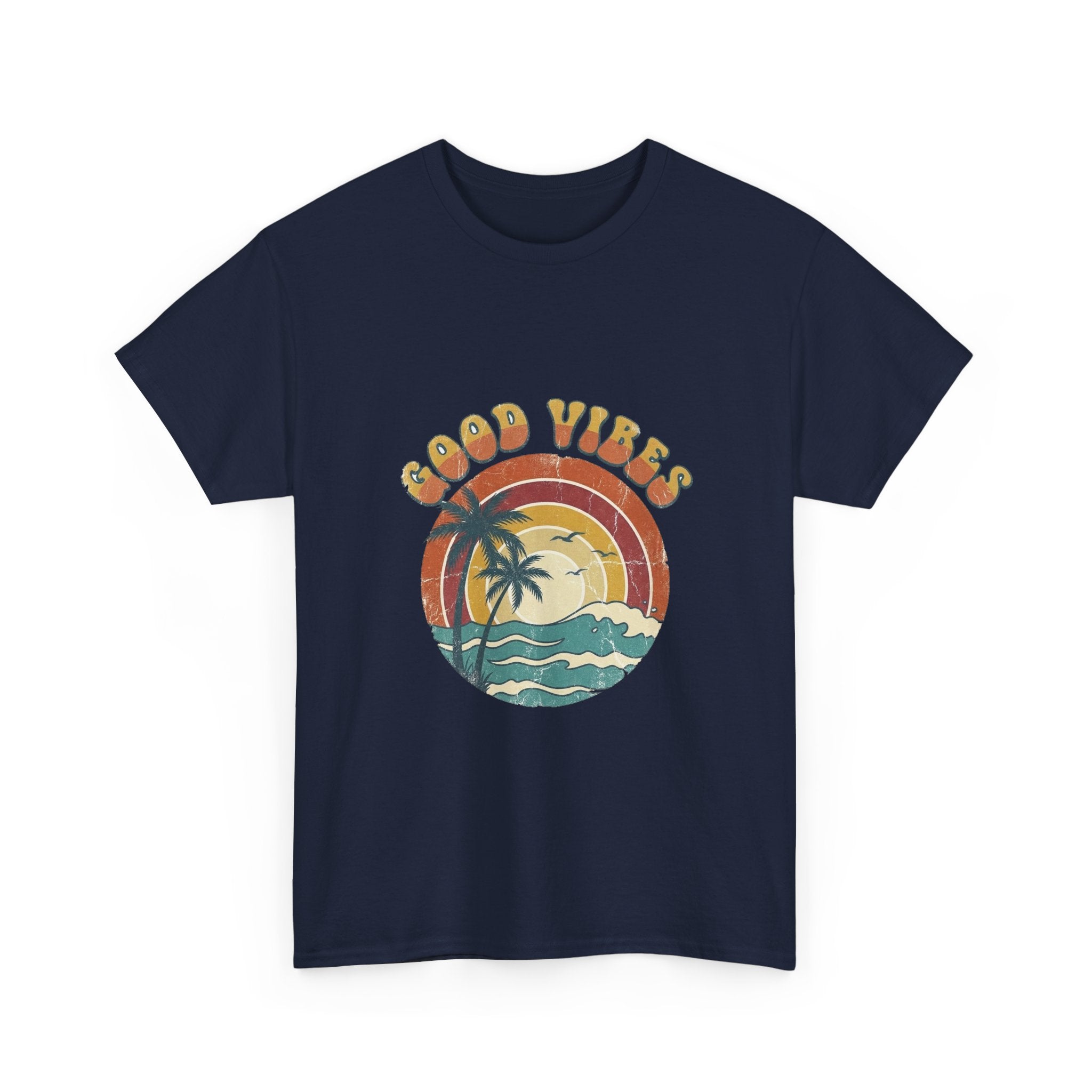 Good Vibes Retro Beach Tee | Vintage Sunset Summer Shirt
