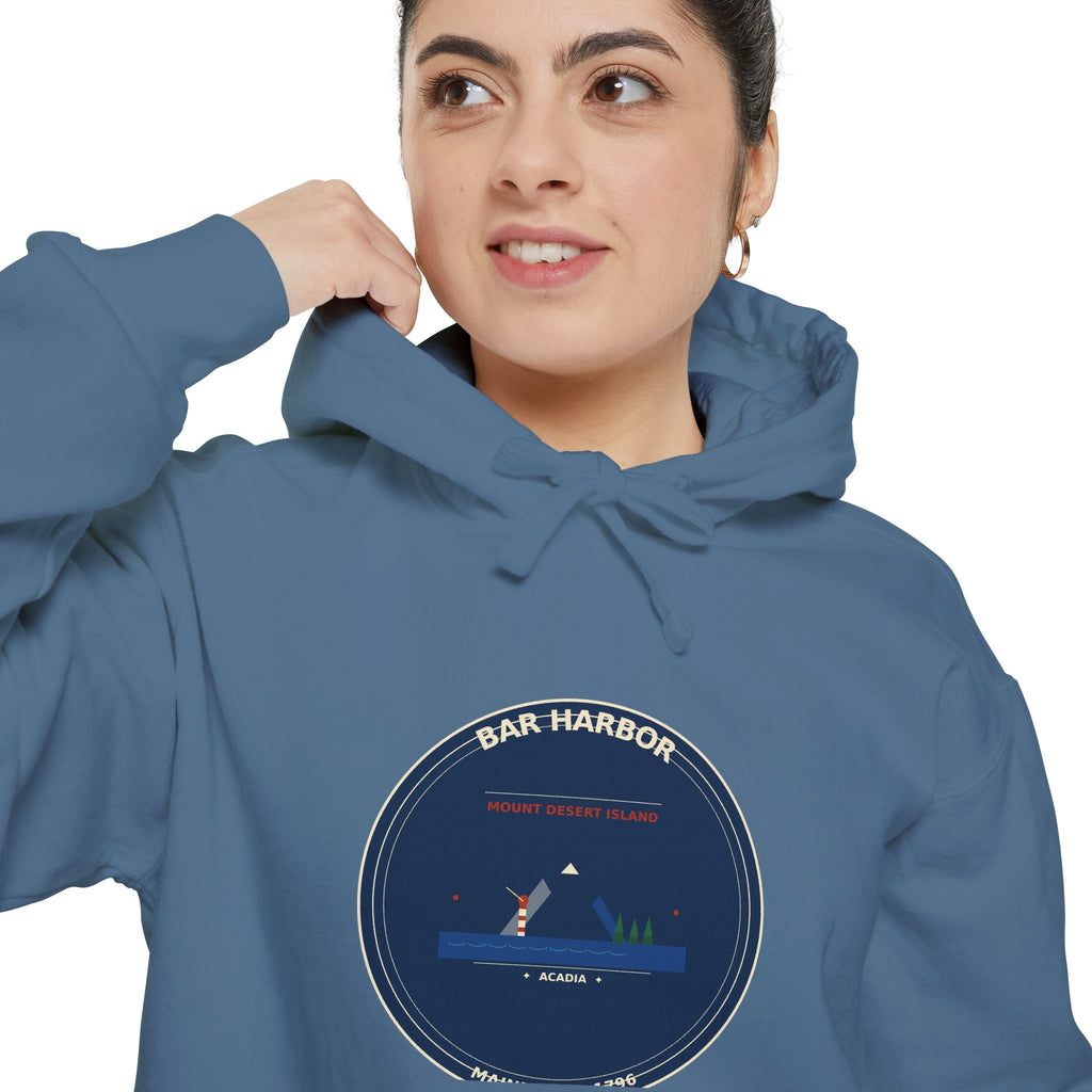 Bar Harbor Maine Hoodie | Acadia Vintage Badge Pullover