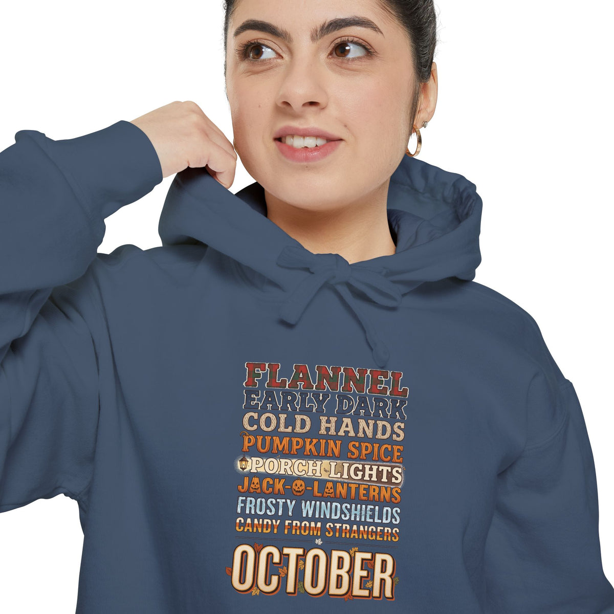 October Hoodie | Flannel Early Dark Cold Hands Fall List | Comfort Colors Garment Dyed