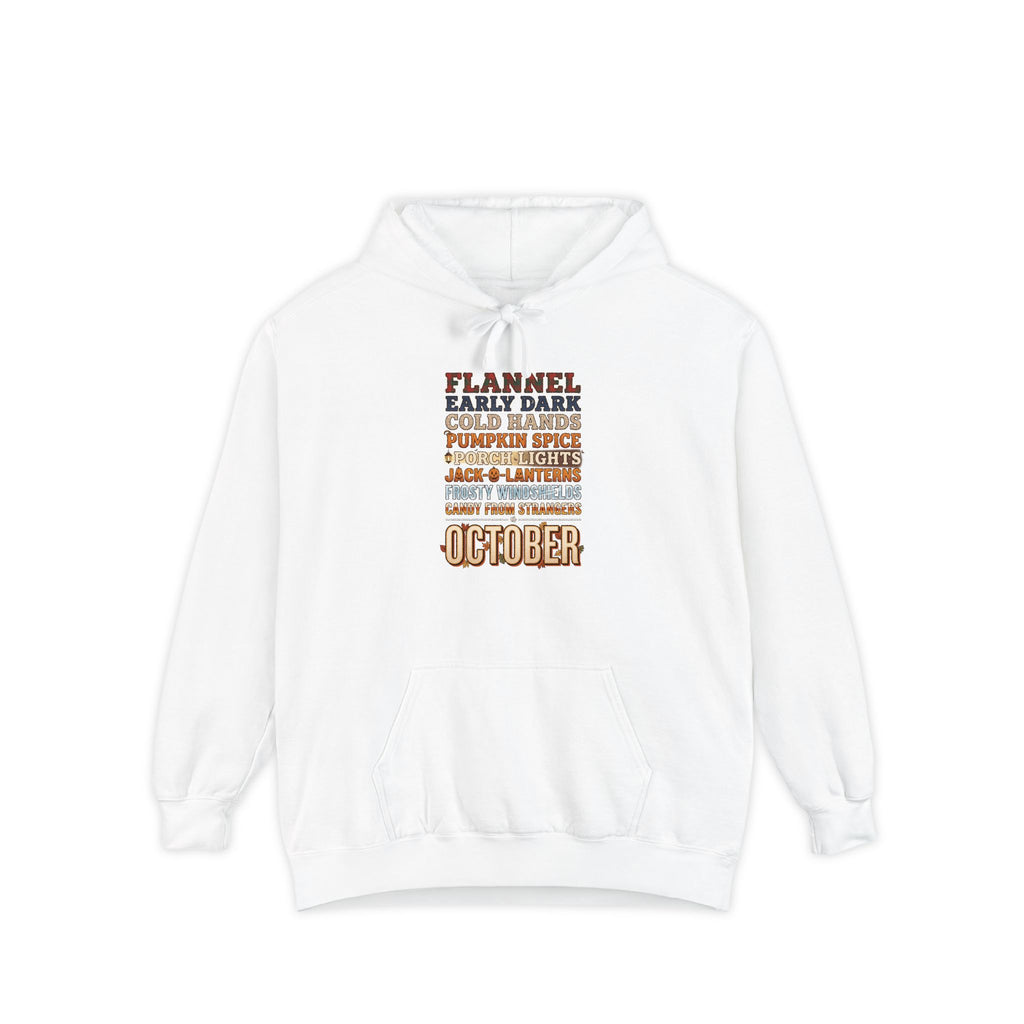 October Hoodie | Flannel Early Dark Cold Hands Fall List | Comfort Colors Garment Dyed