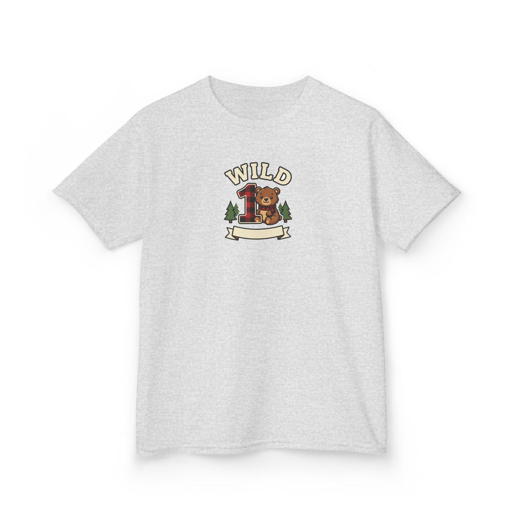 Wild One 1st Birthday Shirt Plaid Bear Kids Tee