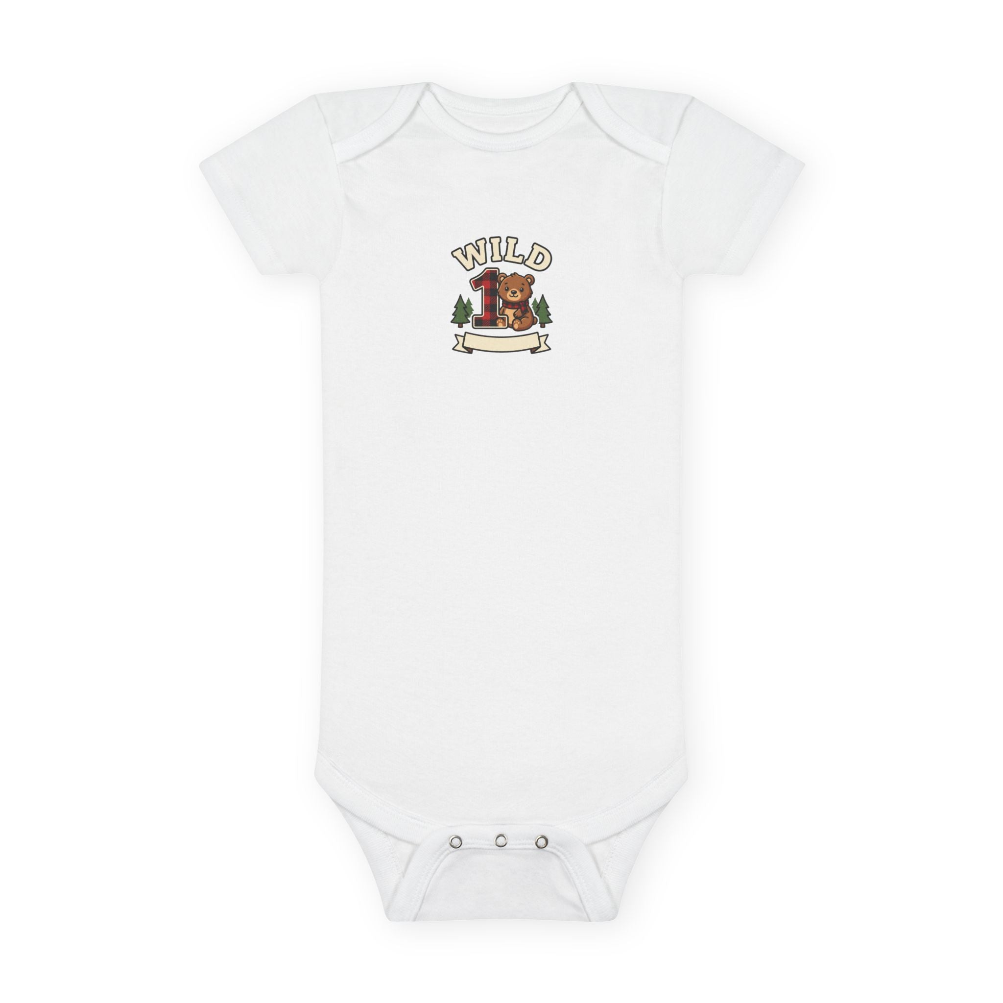 Wild One 1st Birthday Baby Bodysuit Plaid Bear Outfit