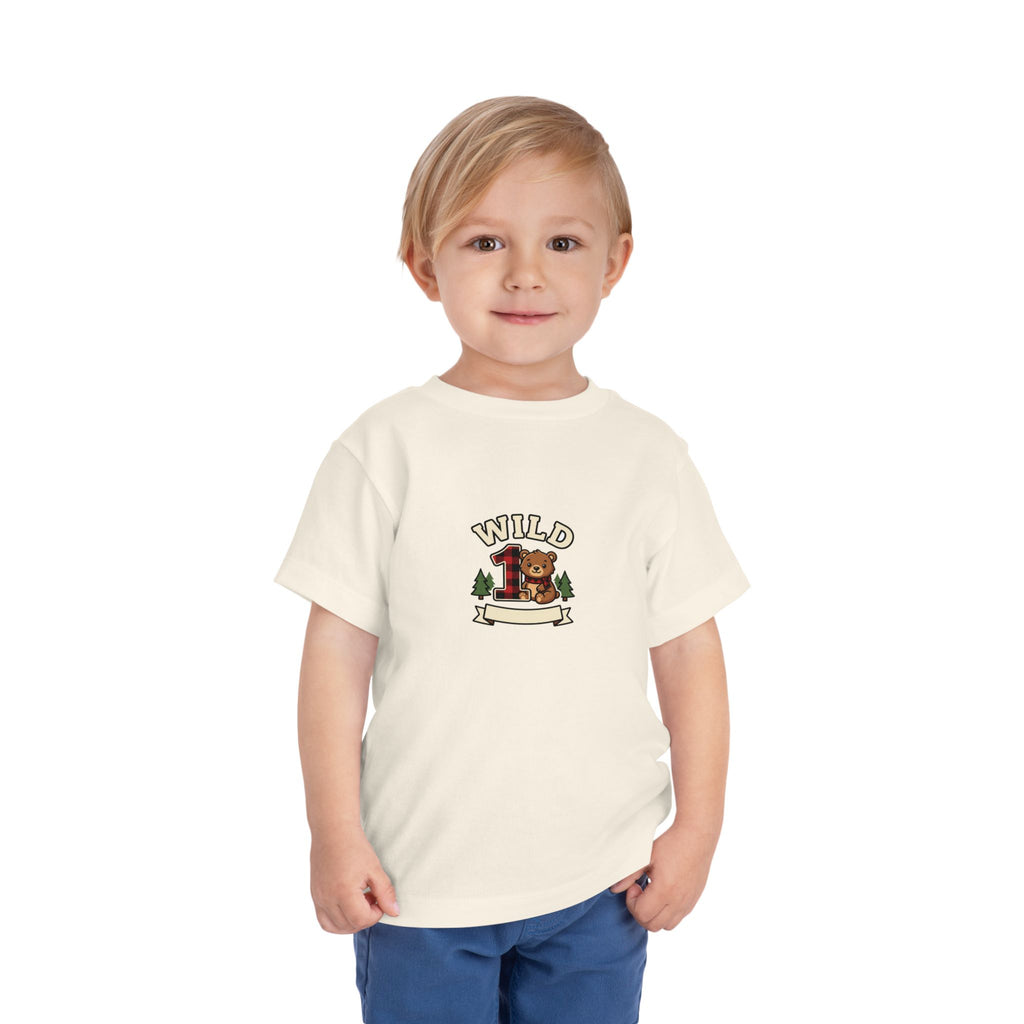 Wild One 1st Birthday Toddler Shirt Plaid Bear Tee