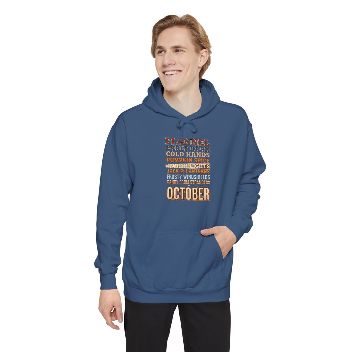 October Hoodie | Flannel Early Dark Cold Hands Fall List | Comfort Colors Garment Dyed