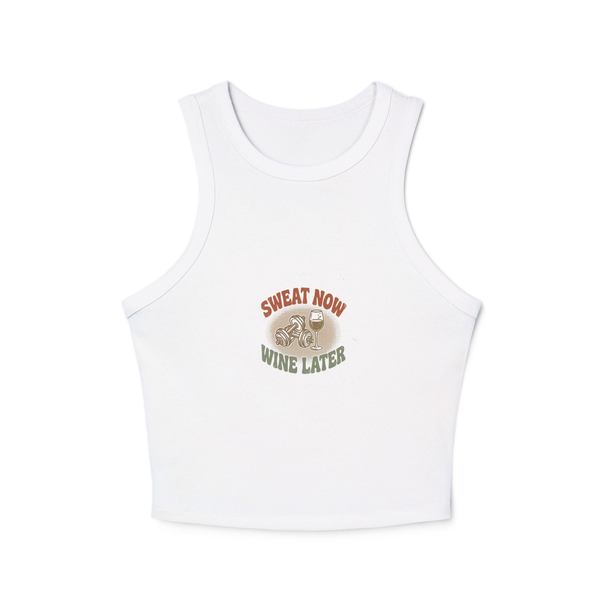 Sweat Now Wine Later Racerback Tank — Women's Micro-Rib Gym & Wine Tank