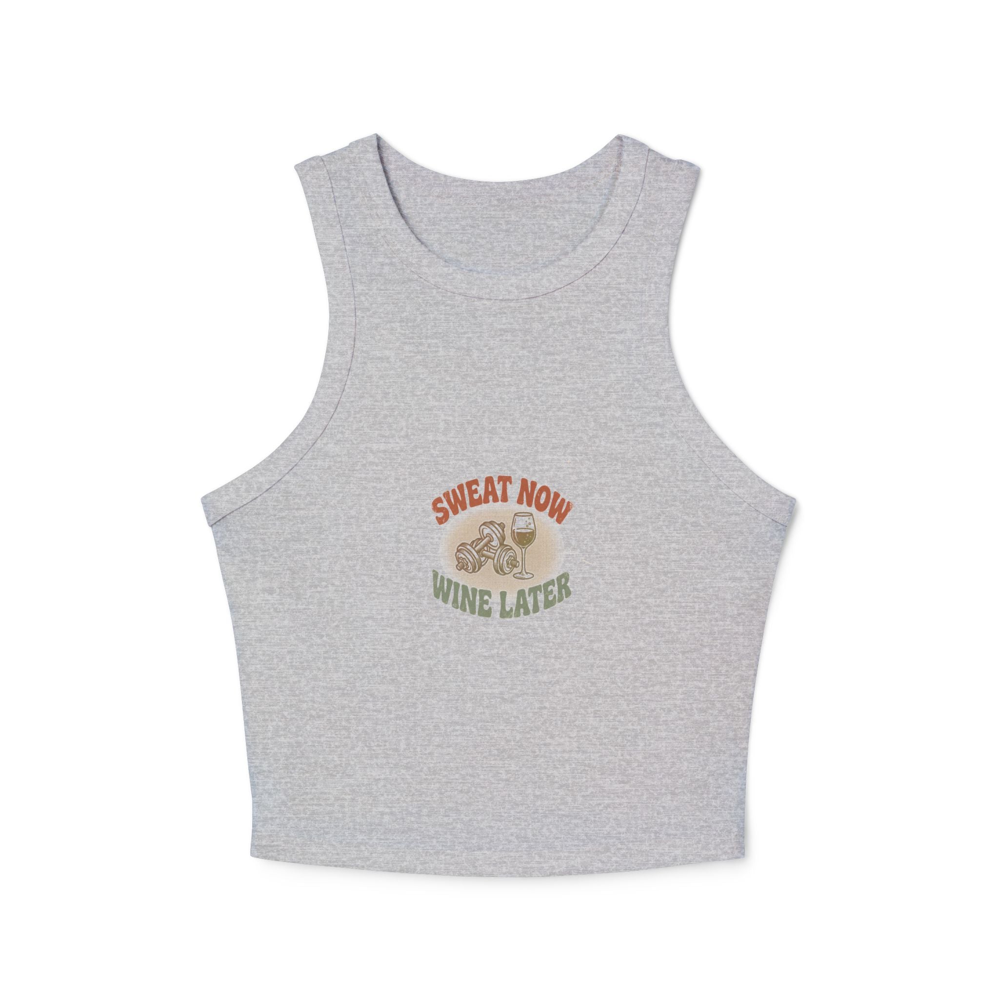 Sweat Now Wine Later Racerback Tank — Women's Micro-Rib Gym & Wine Tank