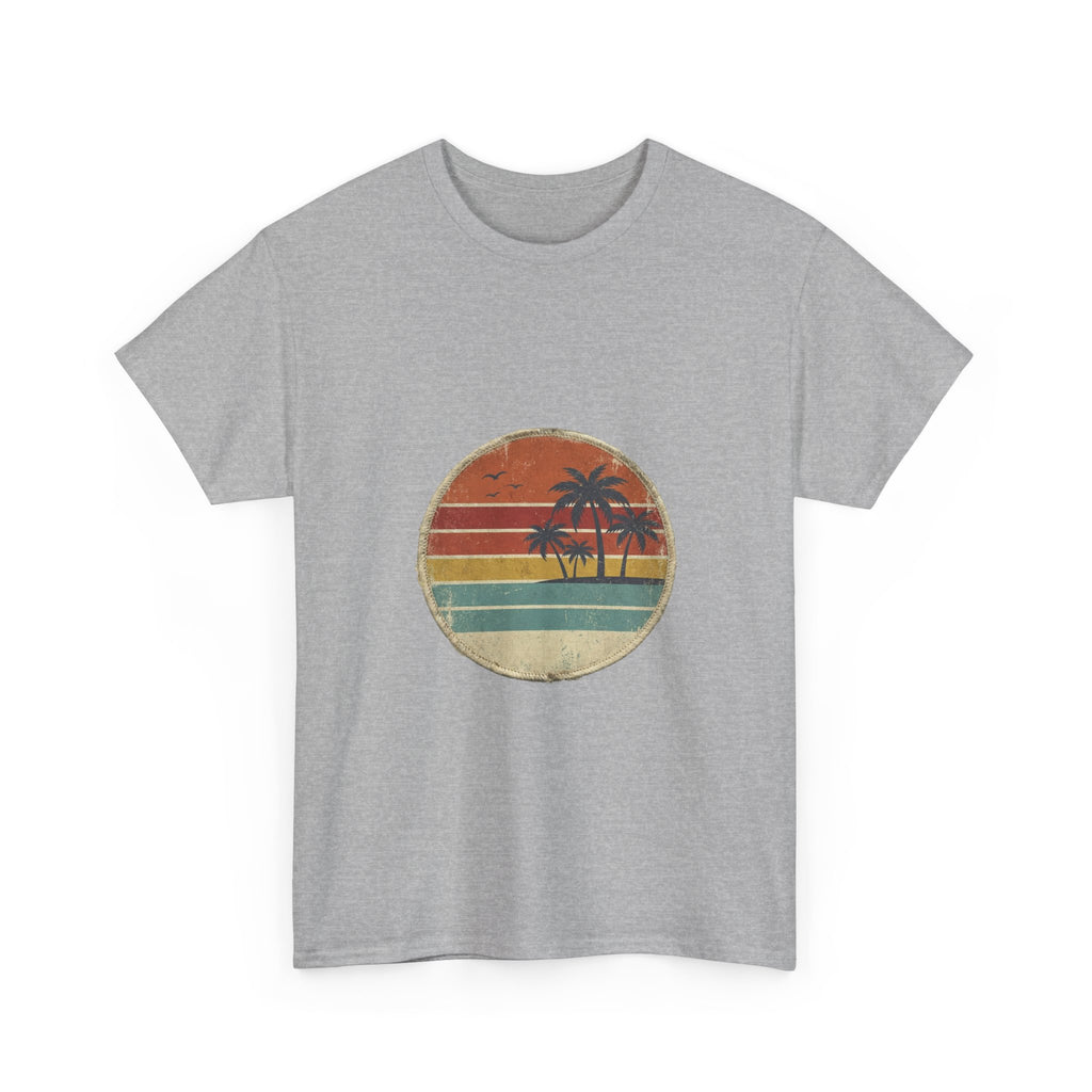 Retro Sunset Circle Tee | Vintage Beach Badge Summer Shirt