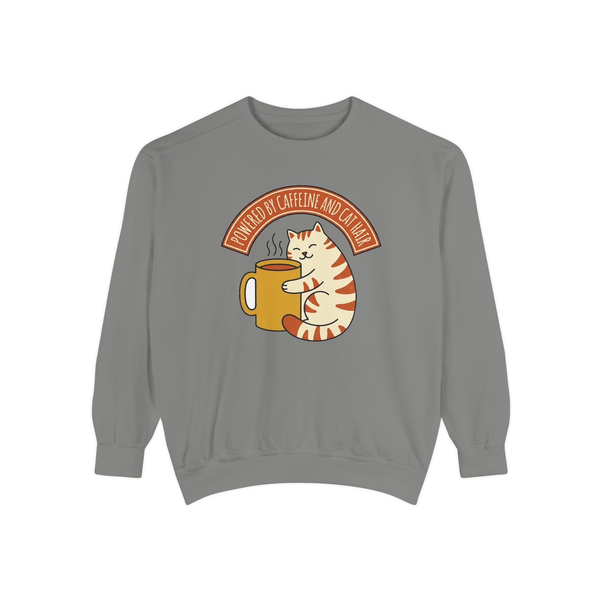 Cat Coffee Sweatshirt | Powered by Caffeine | cat lover sweatshirt — Bay