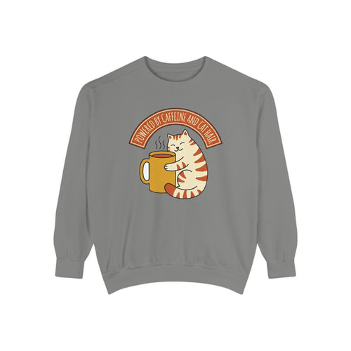 Cat Coffee Sweatshirt | Powered by Caffeine | cat lover sweatshirt — Bay