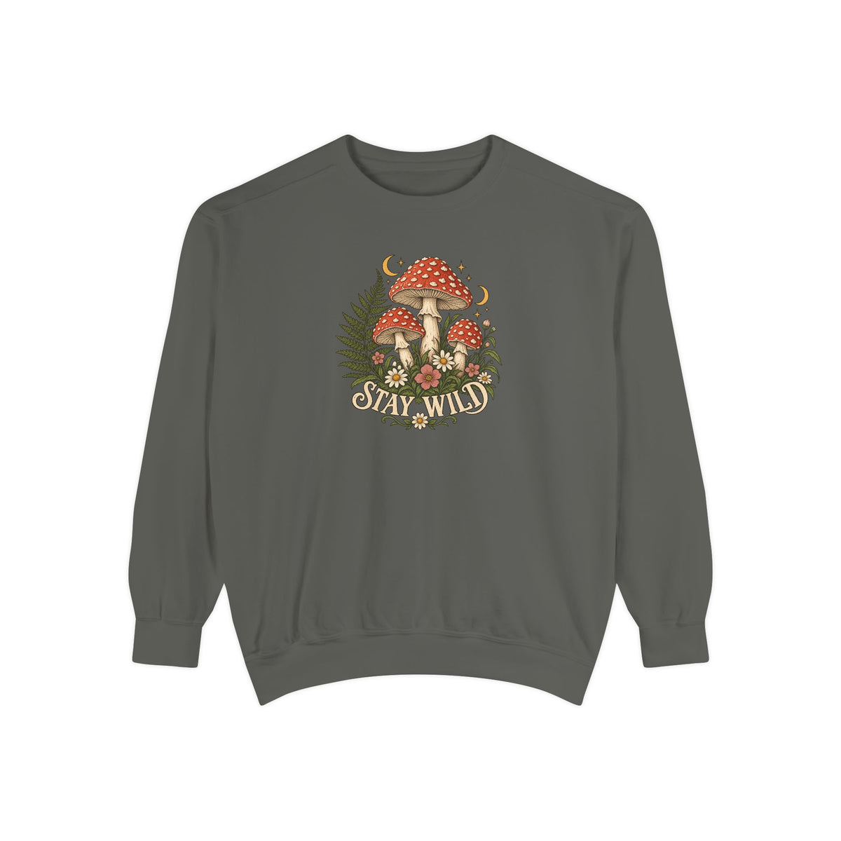 Mushroom Crewneck Sweatshirt | Vintage Botanical Toadstool Art | Comfort Colors Garment Dyed