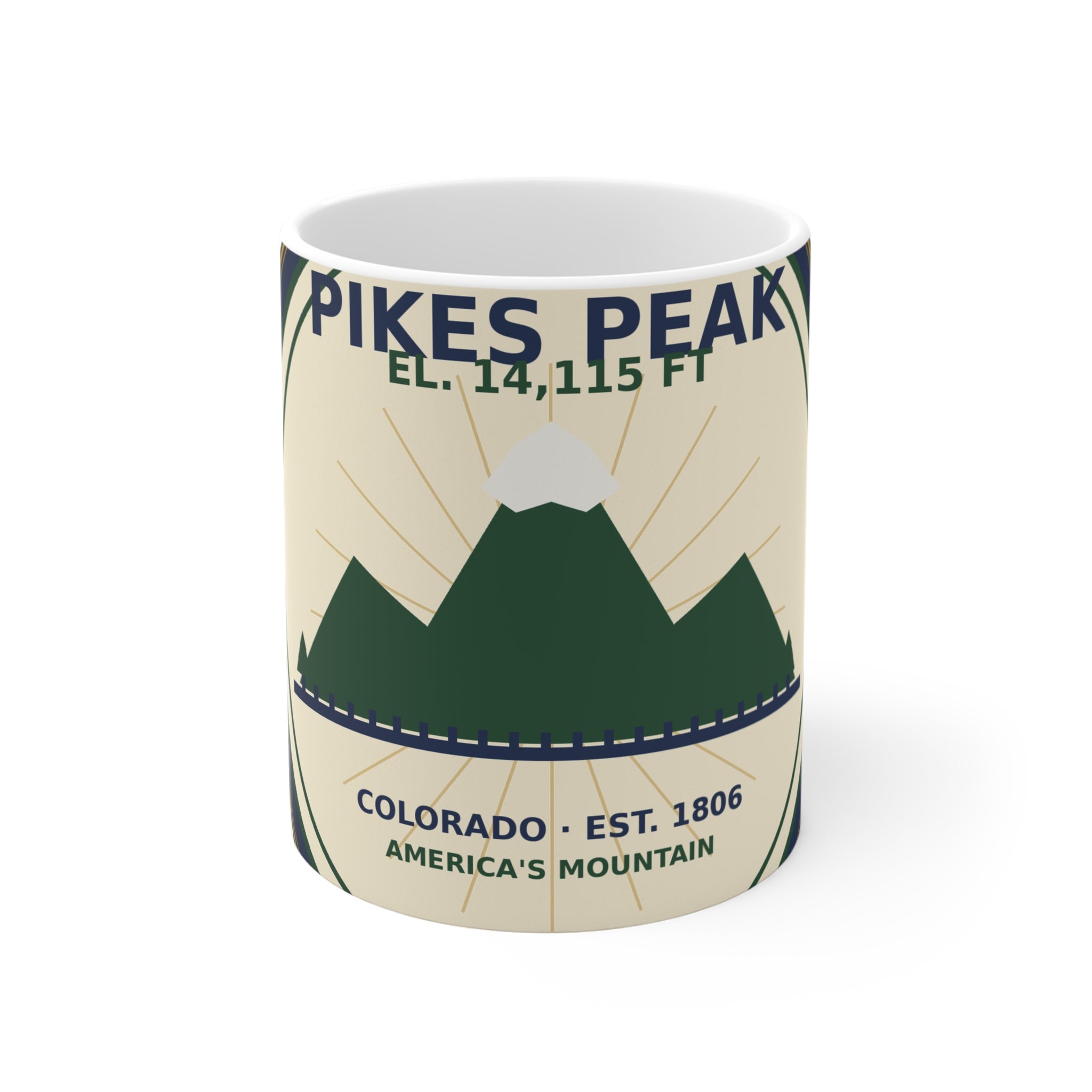 Pikes Peak Coffee Mug | Vintage Colorado Mountain Badge 11oz Mug