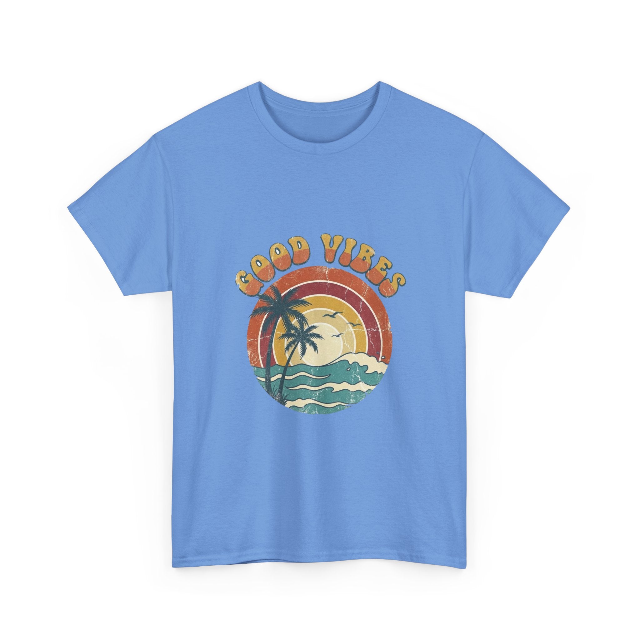 Good Vibes Retro Beach Tee | Vintage Sunset Summer Shirt