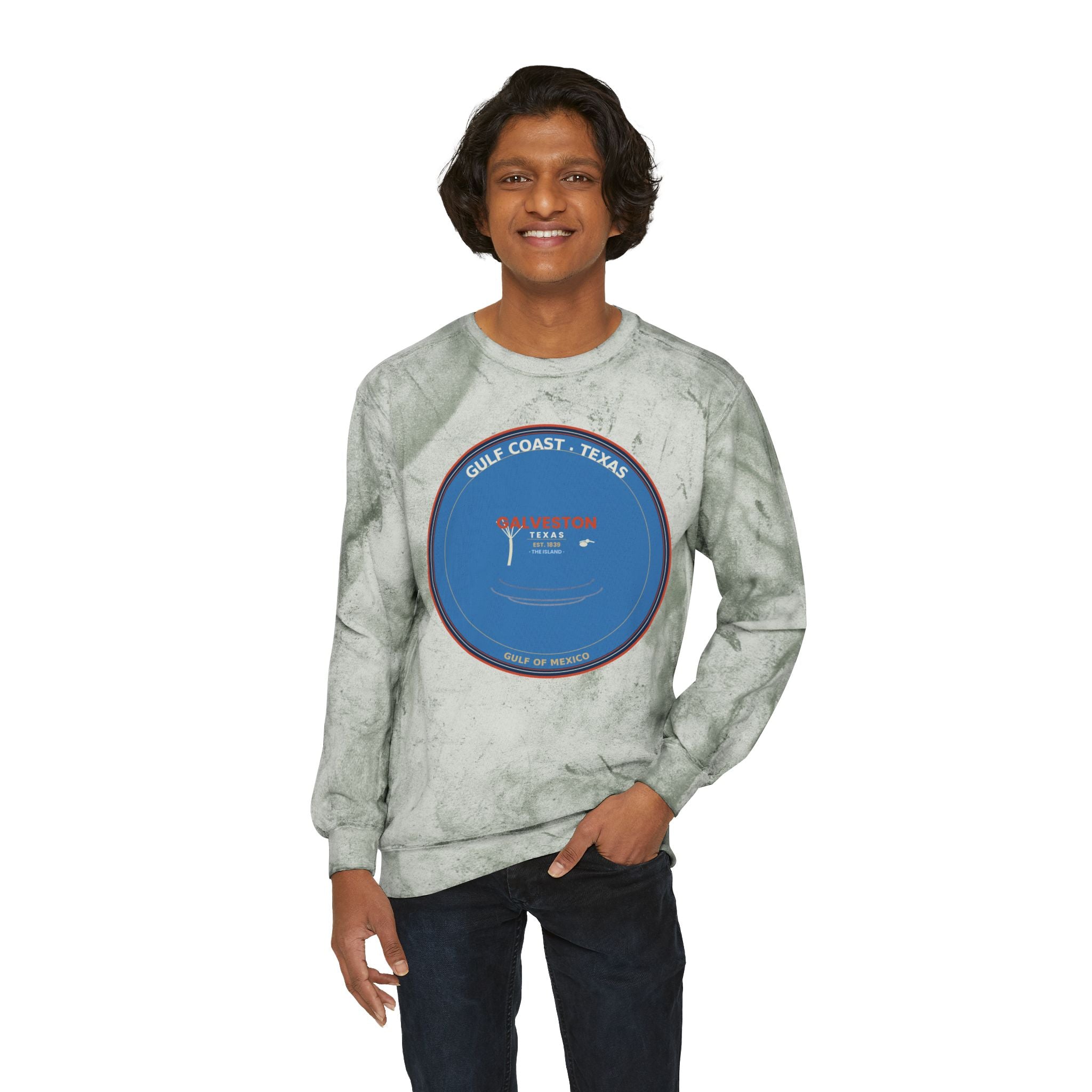 Galveston Texas Crewneck | Vintage Coastal Badge | CC 1566