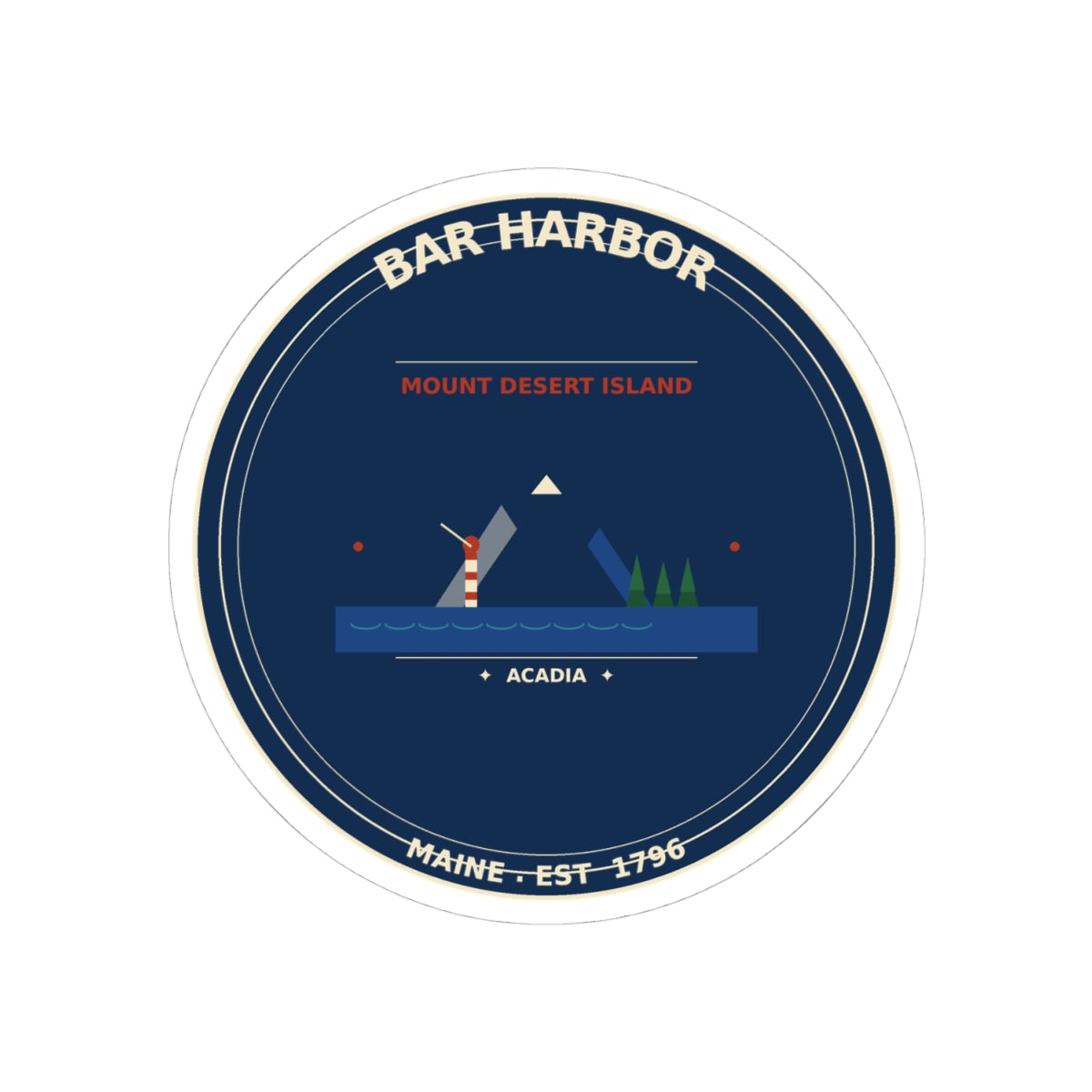 Bar Harbor Maine Sticker | Acadia Vintage Badge Sticker