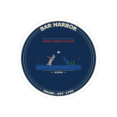Bar Harbor Maine Sticker | Acadia Vintage Badge Sticker