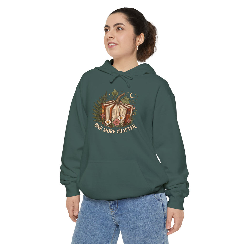 Book Lover Hoodie | One More Chapter Autumn Reading Art | Comfort Colors Garment Dyed