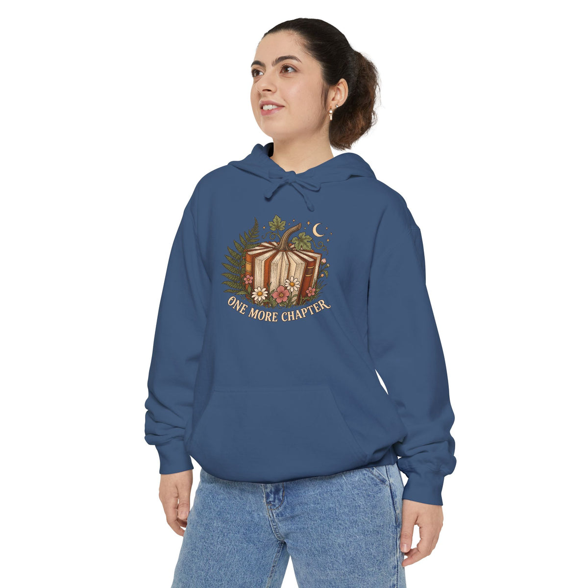 Book Lover Hoodie | One More Chapter Autumn Reading Art | Comfort Colors Garment Dyed
