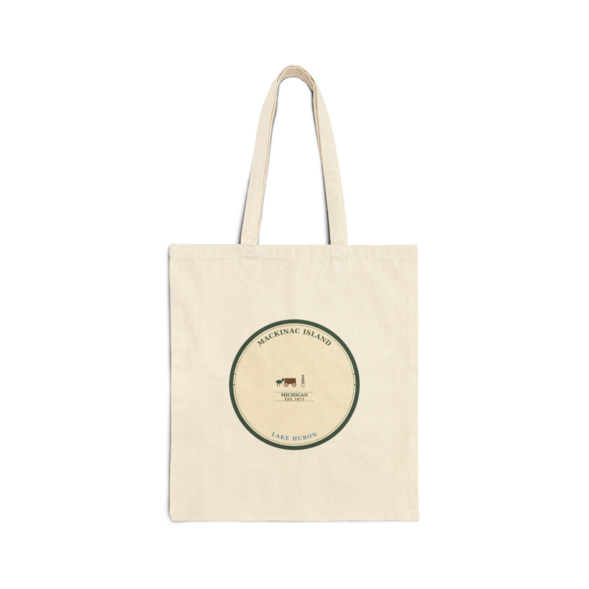 Mackinac Island Canvas Tote Bag | Michigan Great Lakes Market Bag