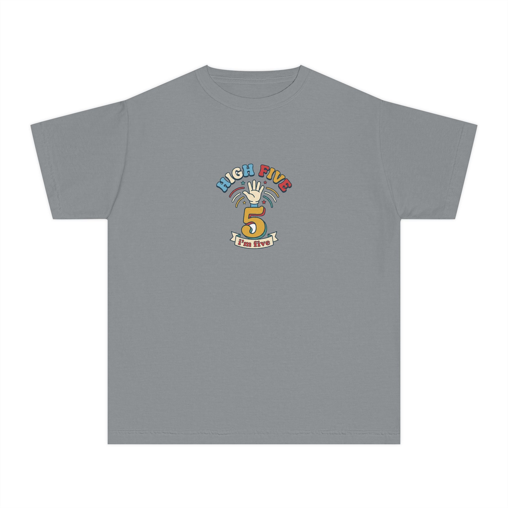 High Five I'm Five 5th Birthday Youth Comfort Colors Tee