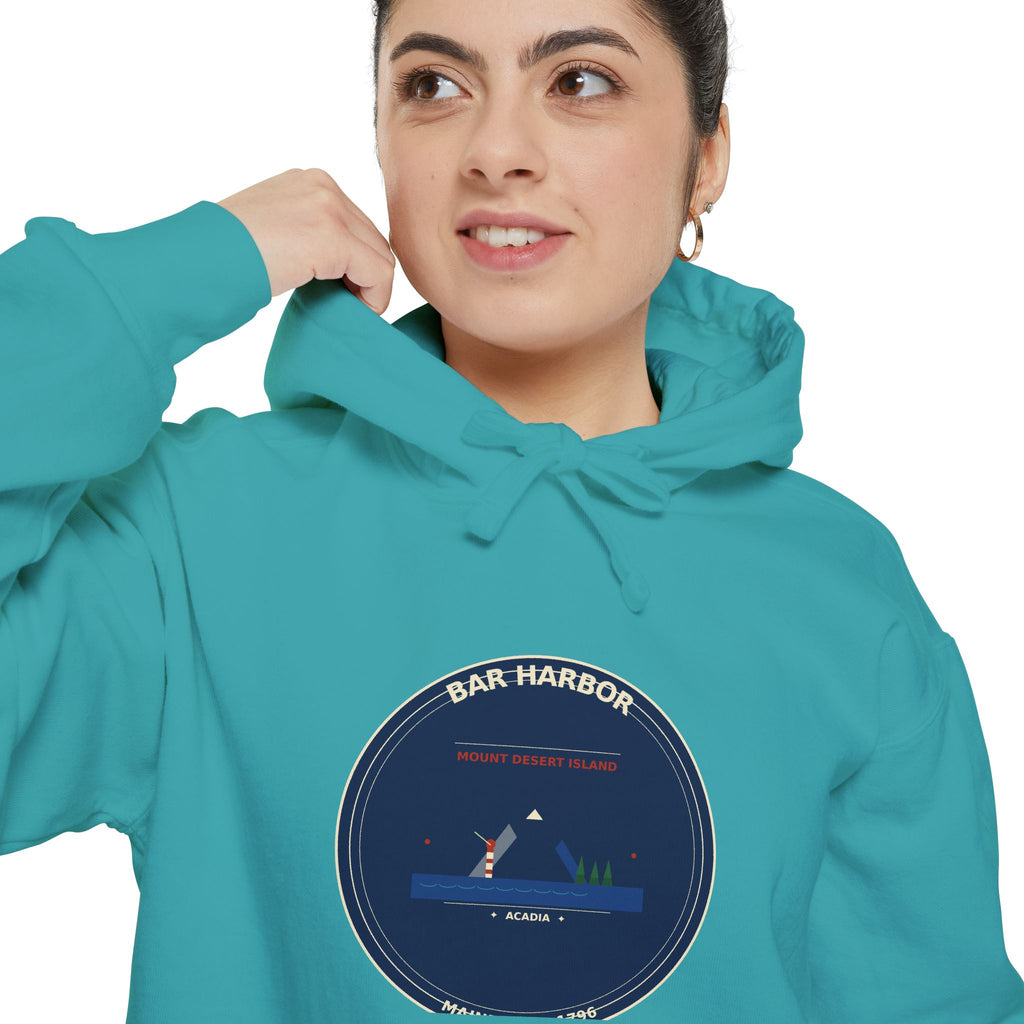 Bar Harbor Maine Hoodie | Acadia Vintage Badge Pullover