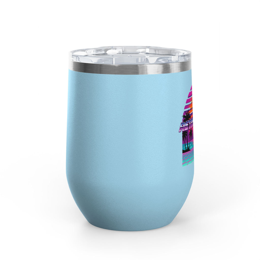 Retro Miami Sunset 12oz Wine Tumbler — 80s Synthwave