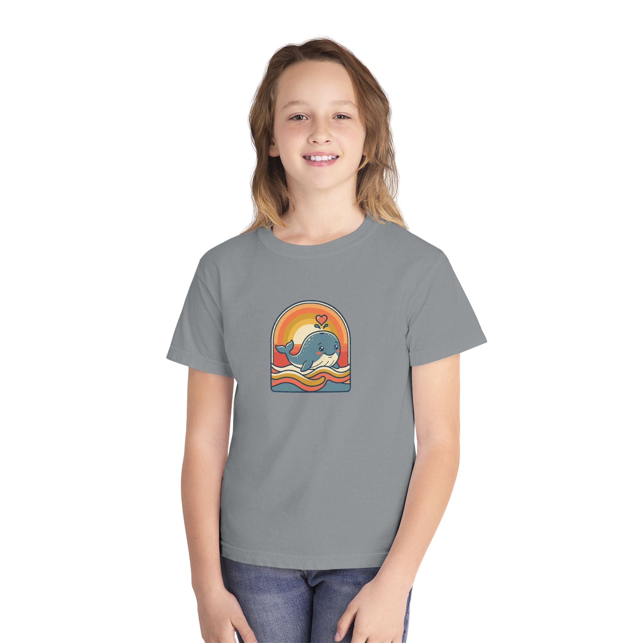 Whale Youth Shirt Retro Heart Comfort Colors Beach Tee