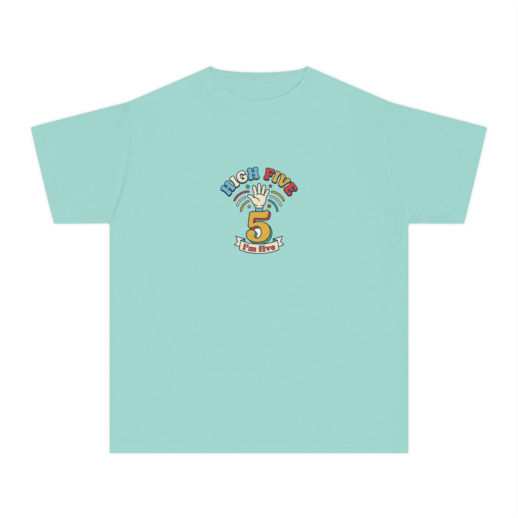 High Five I'm Five 5th Birthday Youth Comfort Colors Tee