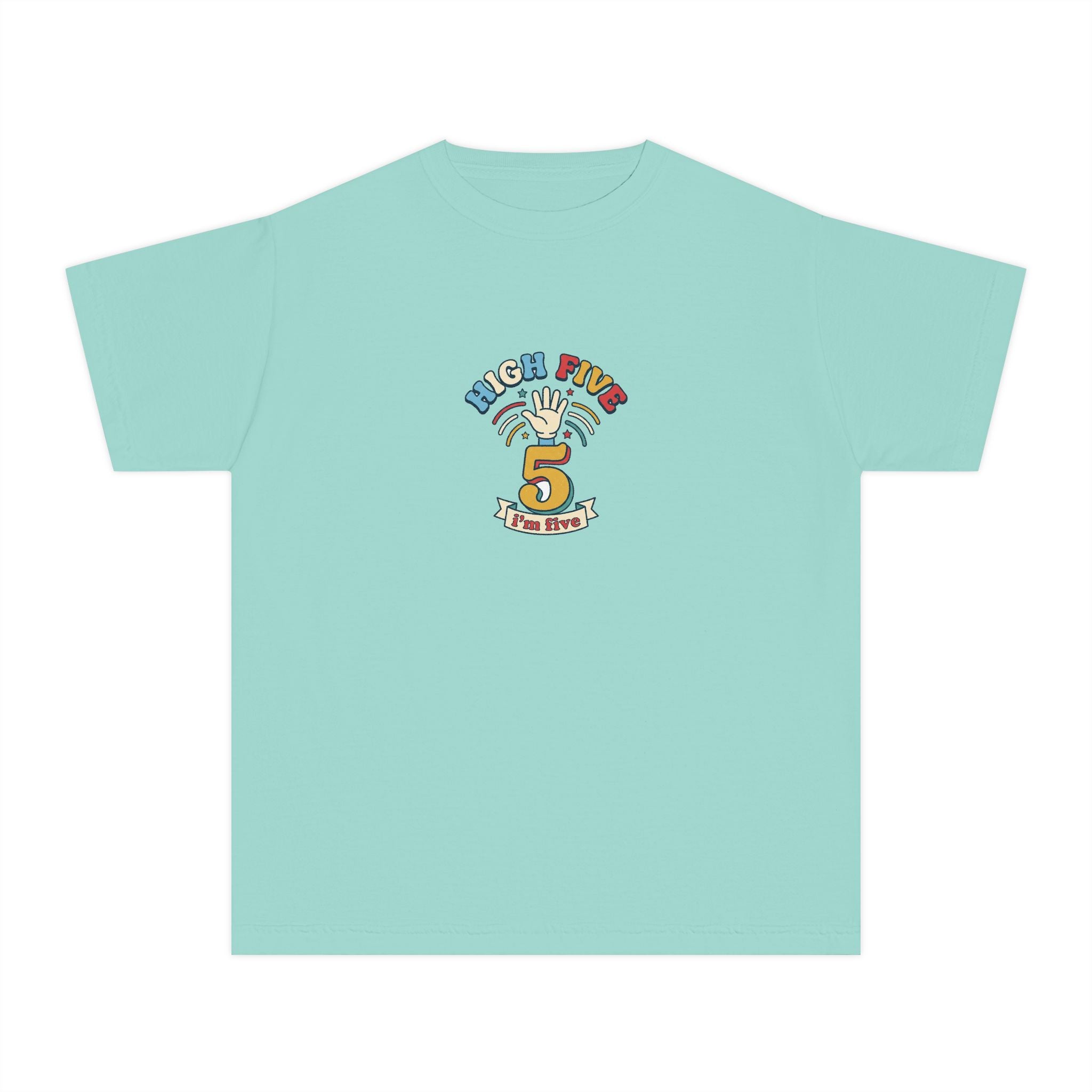 High Five I'm Five 5th Birthday Youth Comfort Colors Tee