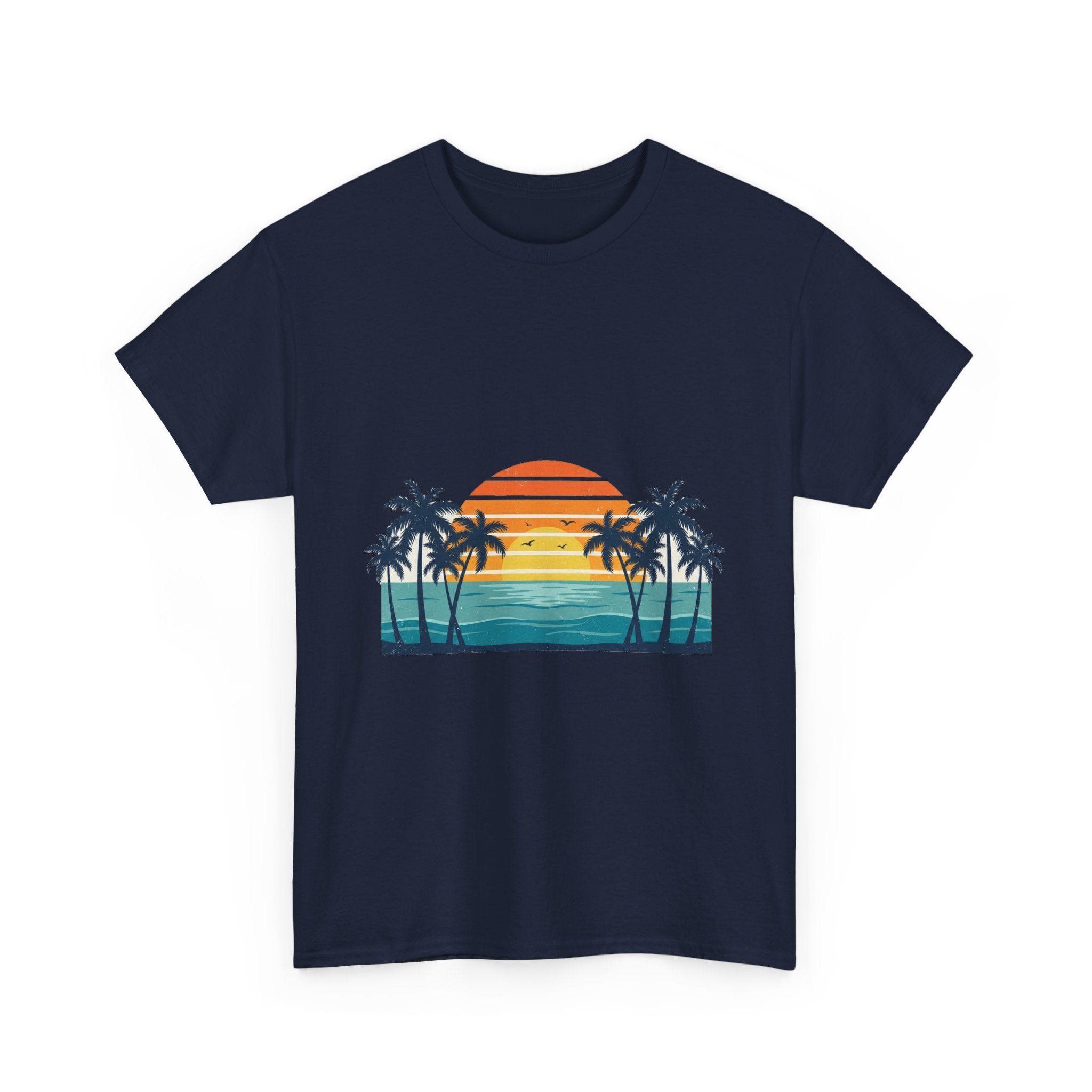 Retro Beach Sunset Tee | Vintage Palms & Ocean Summer Shirt
