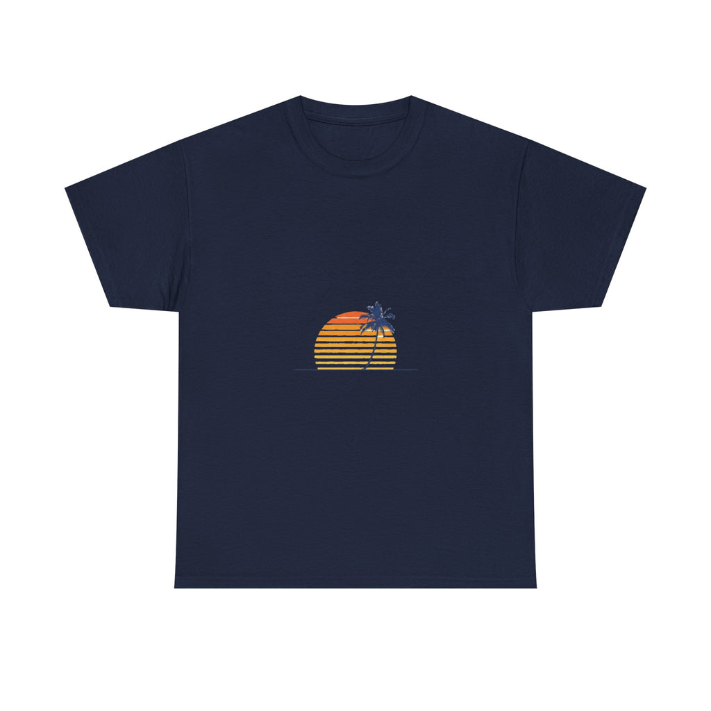 Retro Palm & Sunset Tee | Minimalist Vintage Beach Summer Shirt