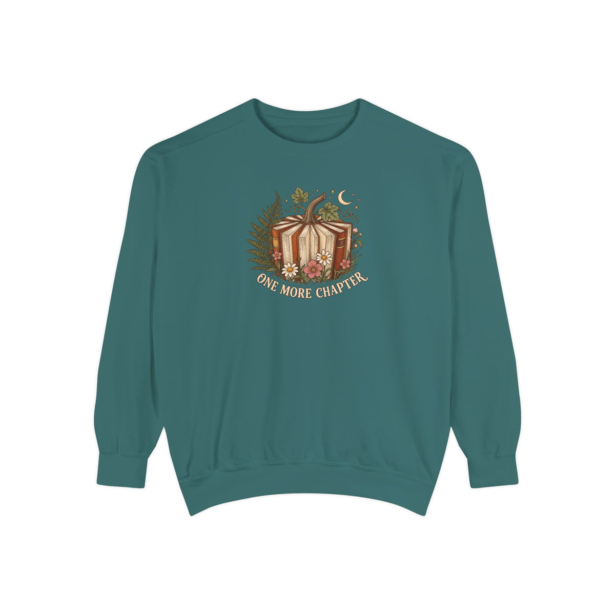 Book Lover Crewneck Sweatshirt | One More Chapter Autumn Reading Art | Comfort Colors Garment Dyed