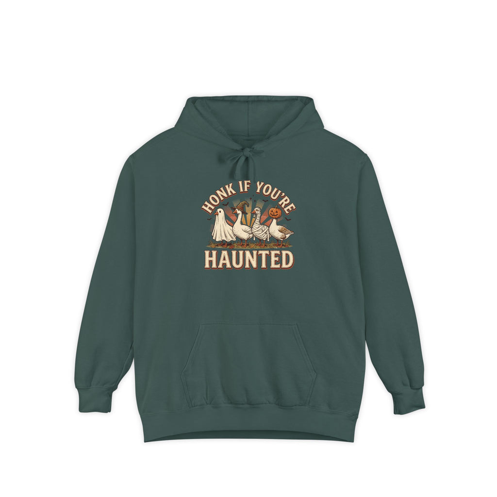 Funny Halloween Hoodie | Honk If You're Haunted Goose Art | Comfort Colors Garment Dyed