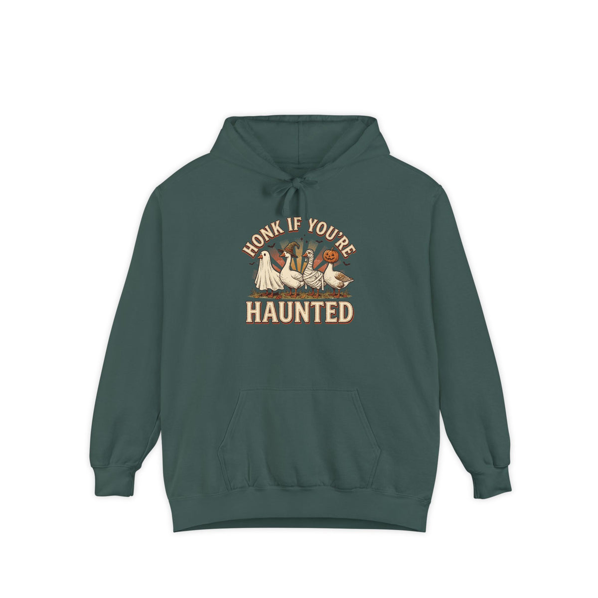 Funny Halloween Hoodie | Honk If You're Haunted Goose Art | Comfort Colors Garment Dyed