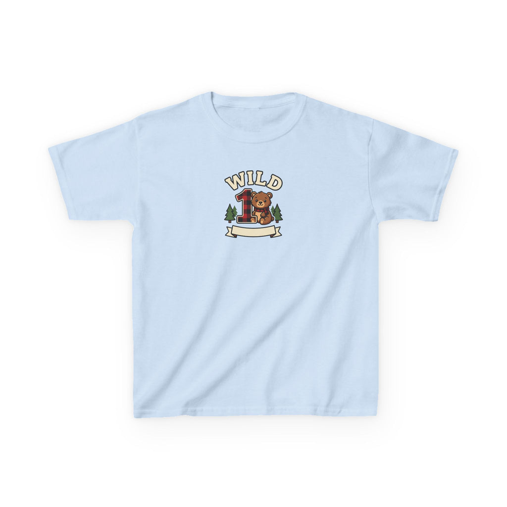 Wild One 1st Birthday Shirt Plaid Bear Kids Tee