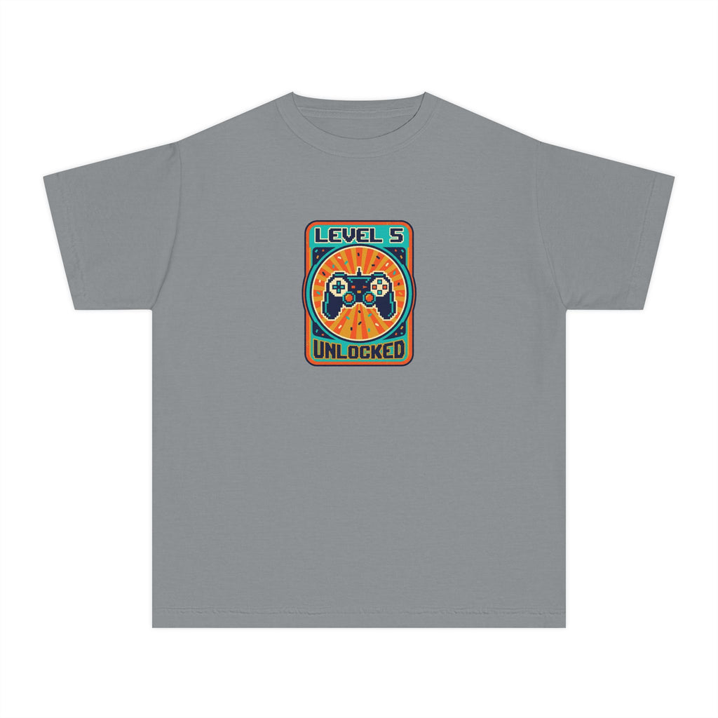 Level 5 Unlocked 5th Birthday Youth Shirt Gamer Tee