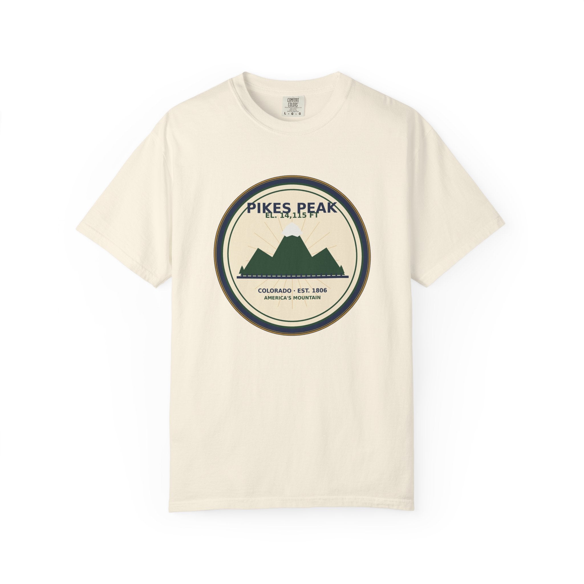 Pikes Peak Mountain Badge Tee | Vintage Colorado Comfort Colors Shirt