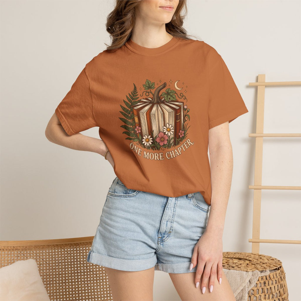 One More Chapter tee in yam, worn
