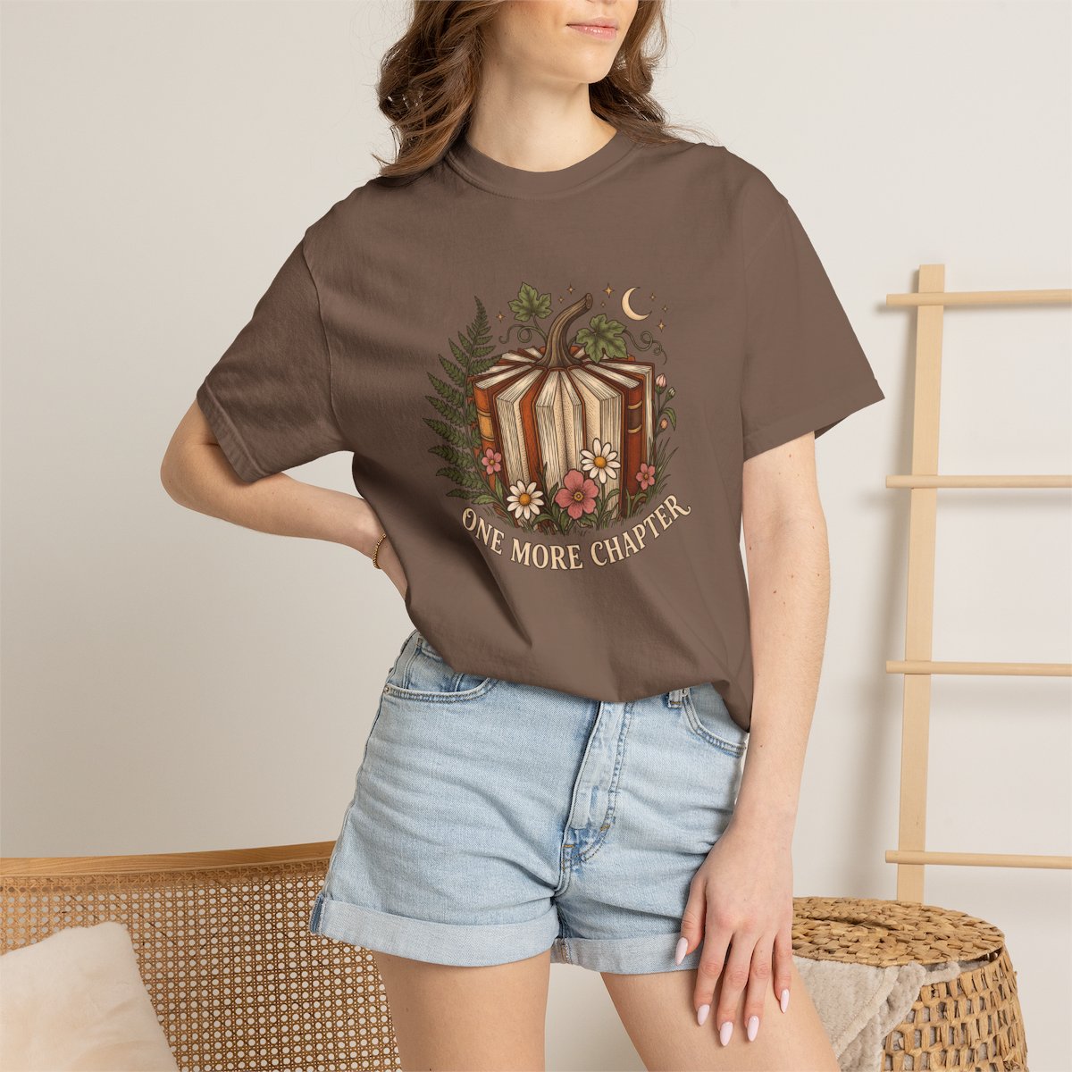 One More Chapter tee in espresso, worn
