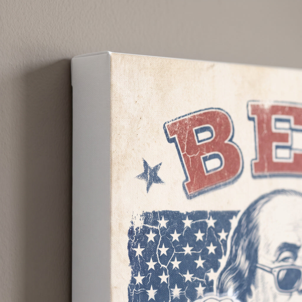Corner detail of the Ben Dranken canvas showing the 0.75 inch gallery wrap